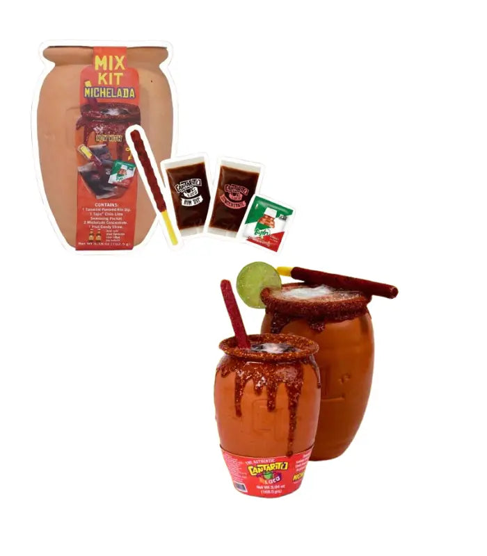 Cantarita Loco Michelada Mix Kit non-alcoholic concentrate rim dip chile lime candy straw