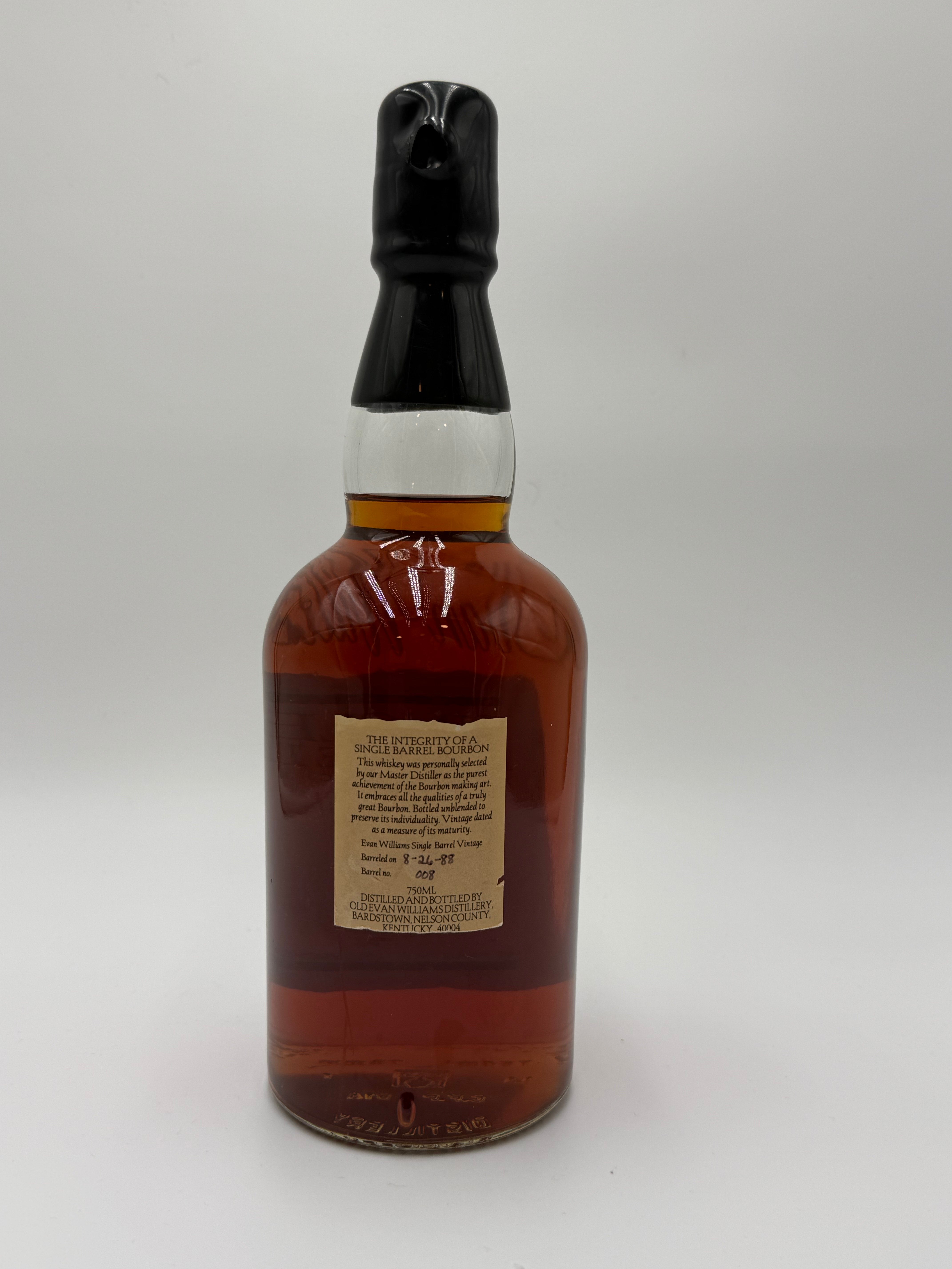 Evan Williams Single Barrel 1988 Vintage Barrel 8 Dated 8-26-1988