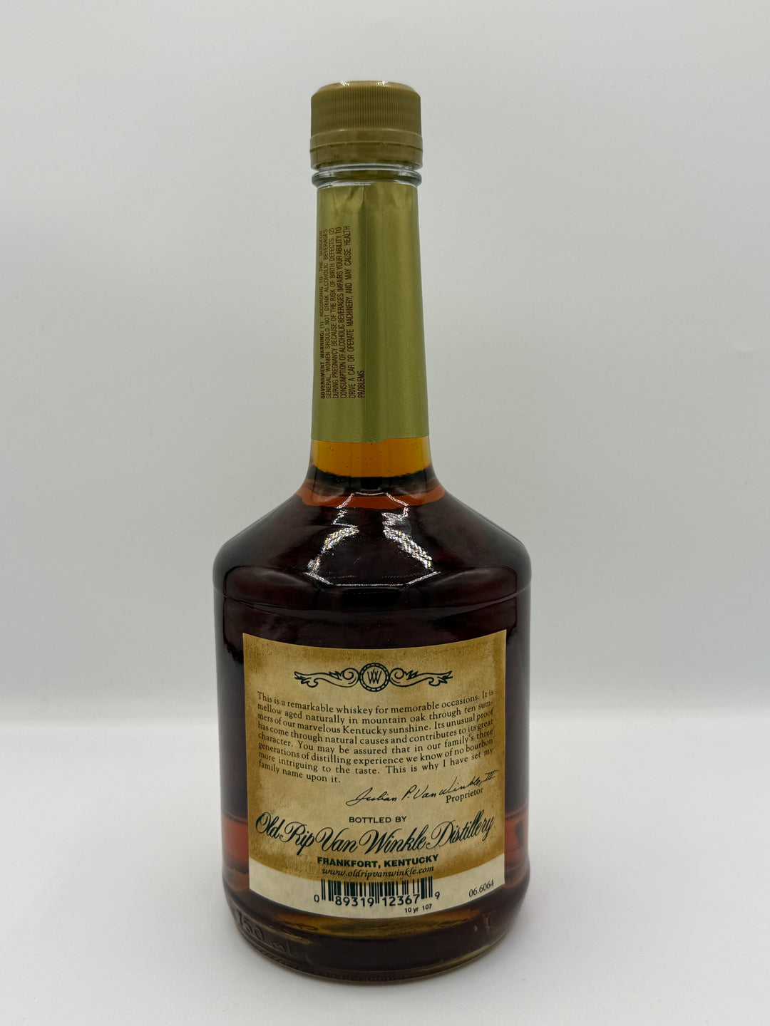 Old Rip Van Winkle 2008 107 Proof Bourbon Gold Neck Label (Stitzel-Weller)