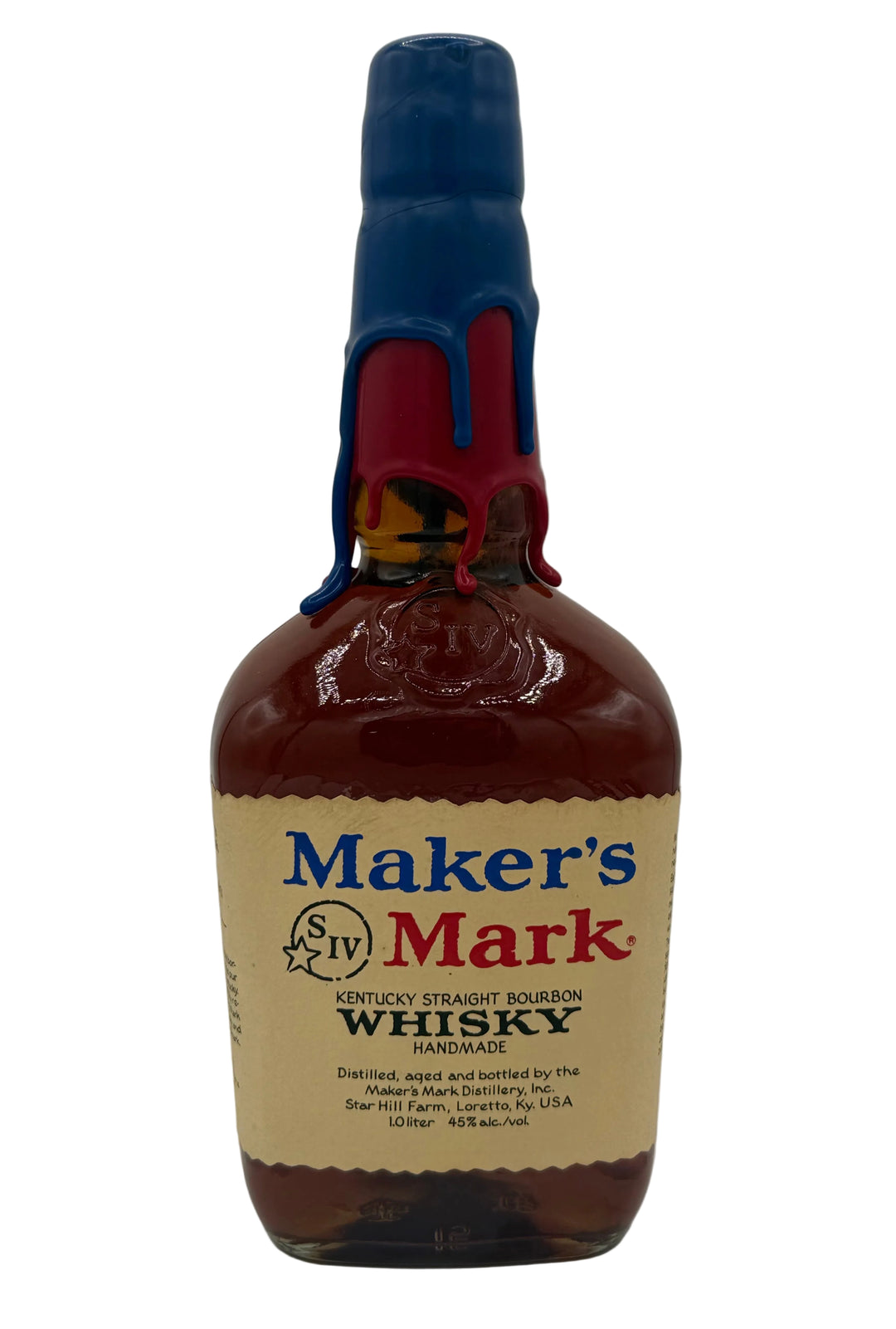 Makers Mark It's That Time of Year Again Red/Blue Wax Kentucky Straight Bourbon Whisky 1L