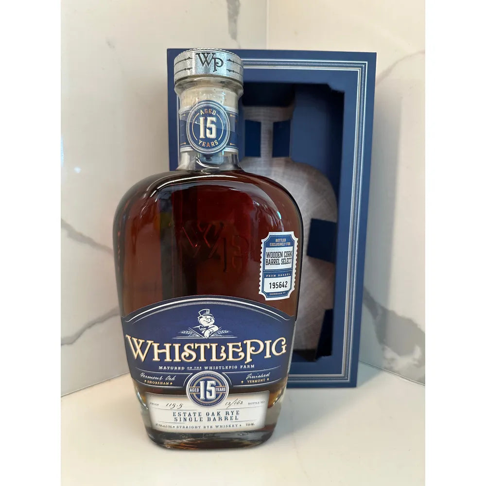 WhistlePig 15 Year Straight Rye Wooden Cork Barrel Select