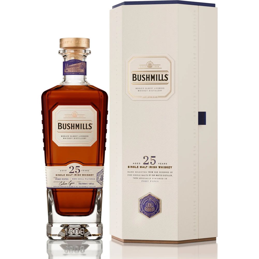 Bushmills Irish Single Malt 25 Year Whiskey – Wooden Cork