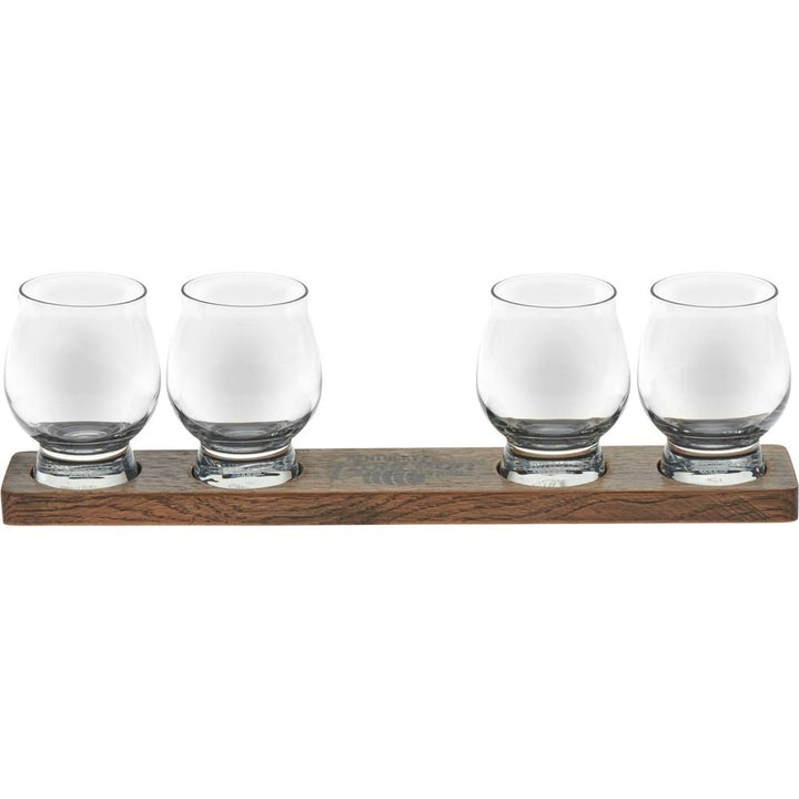 Libbey Signature Kentucky Bourbon Trail Whiskey Tasting Set, 4 Whiskey Glasses with Wood Paddle