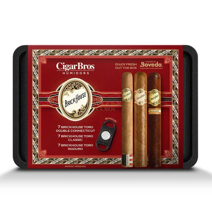 Cigarbros X Brick House 21 Premium Cigars Set & Cutter + Personal Humidor By