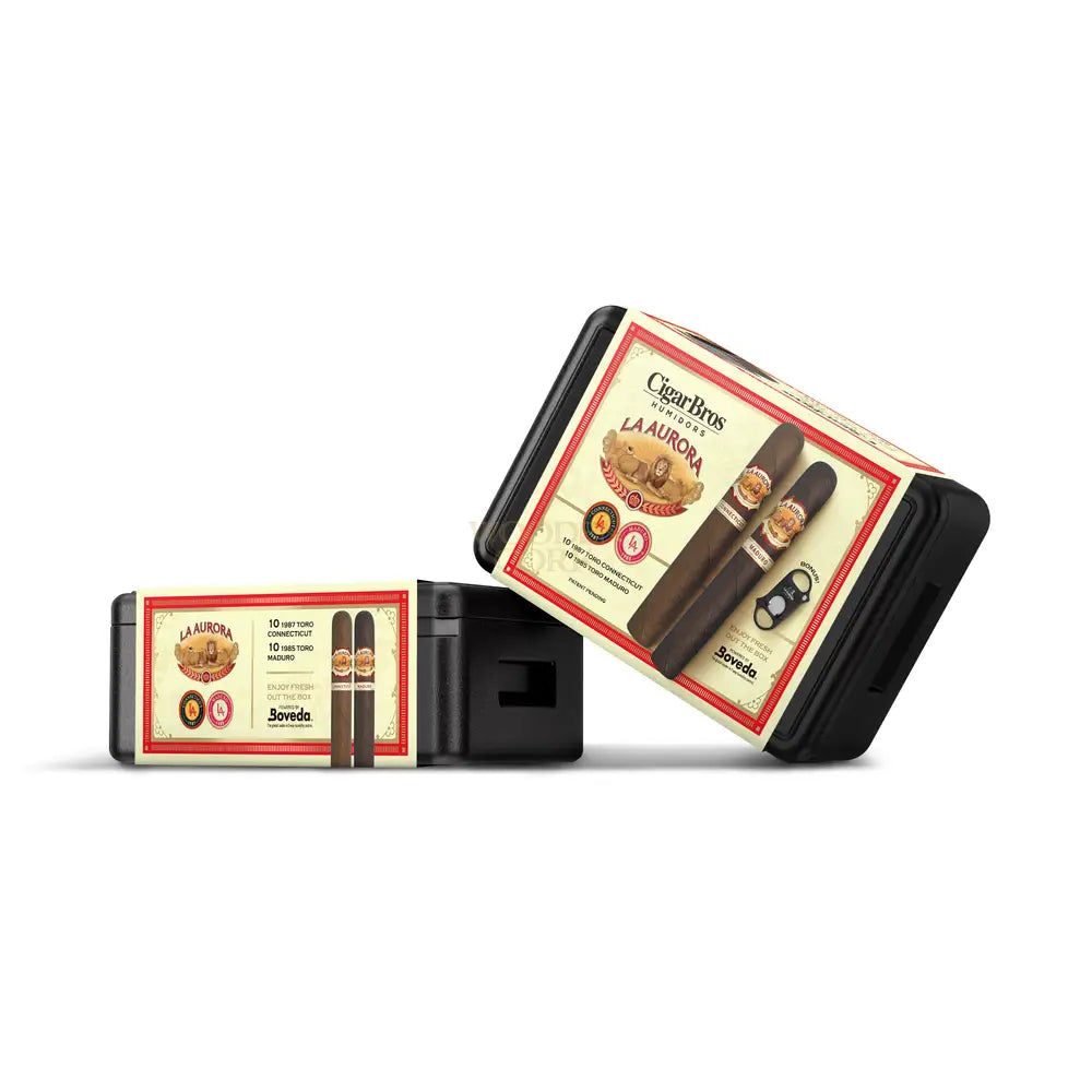 Cigarbros X La Aurora 20 Premium Cigars Set & Cutter + Personal Humidor By