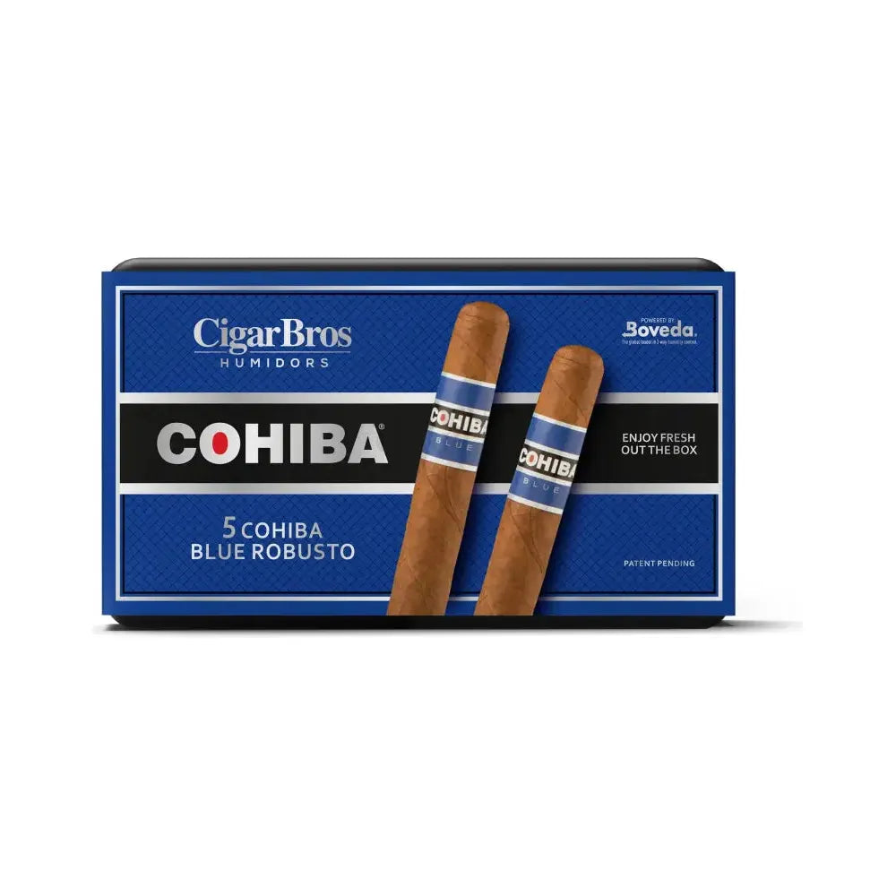 Cohiba Blue Premium Cigars Set + Personal Humidor by CigarBros 5ct Cohiba Blue Robusto + 5% Discount + FREE Humidor