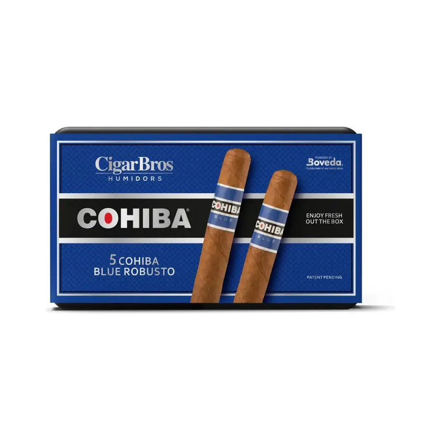 Cohiba Blue Premium Cigars Set + Personal Humidor by CigarBros 5ct Cohiba Blue Robusto + 5% Discount + FREE Humidor