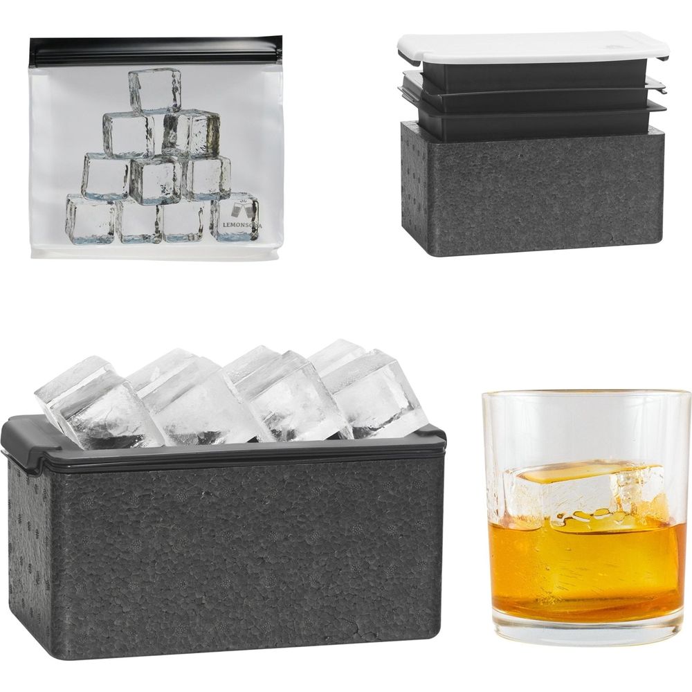 Crystal Clear Ice Cube Maker Tray - Eight 2" Squares Ice Cube Mold