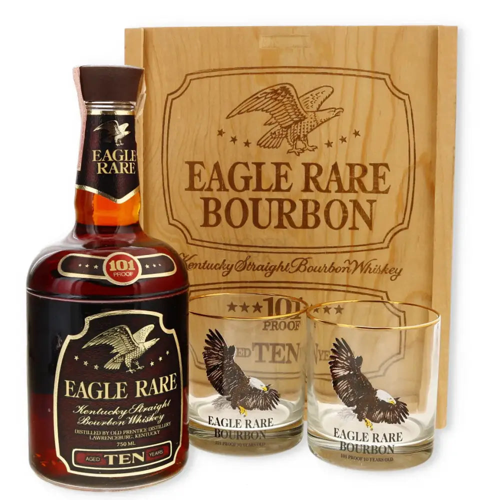 Eagle Rare 101 Proof 10 Year Lawrenceburg Gift Set with 2 Glasses (1984 Release) Whiskey