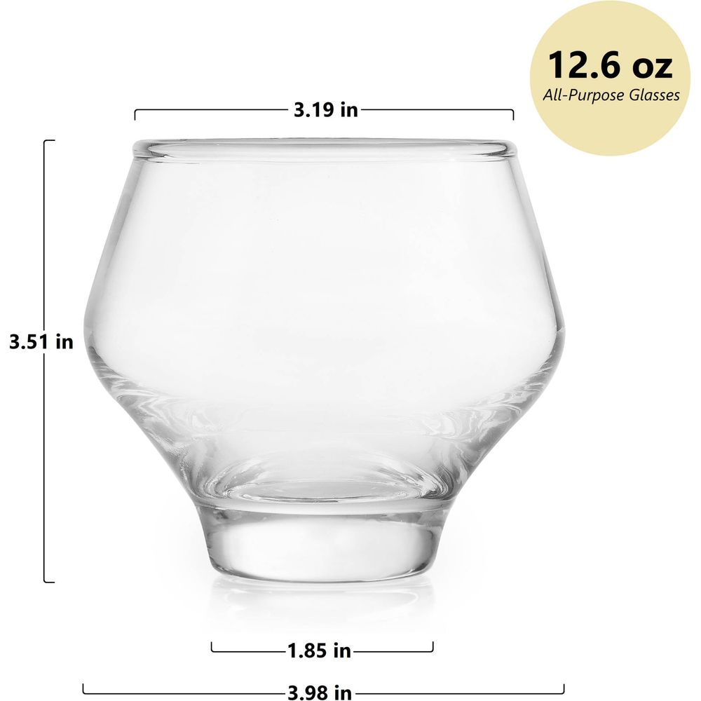 Libbey Mezcal All Purpose Stemless Stackable Spirits Glasses, 12.6-ounce, Set of 4