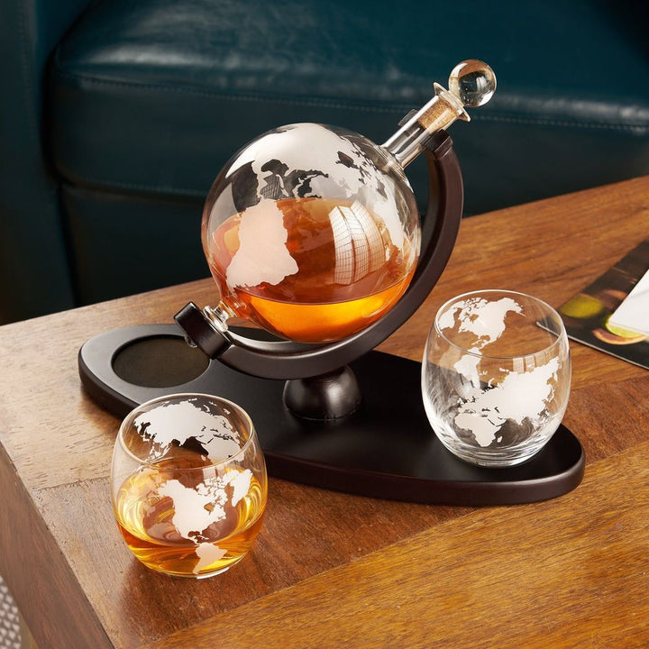 Globe Decanter and Whiskey Tumbler Set