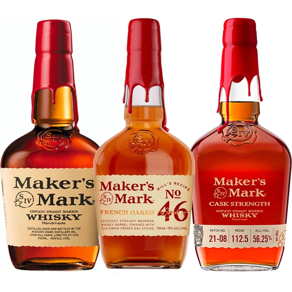 Maker's Mark Whiskey, Maker's 46, & Maker's Cask Strength Trio Bundle ...