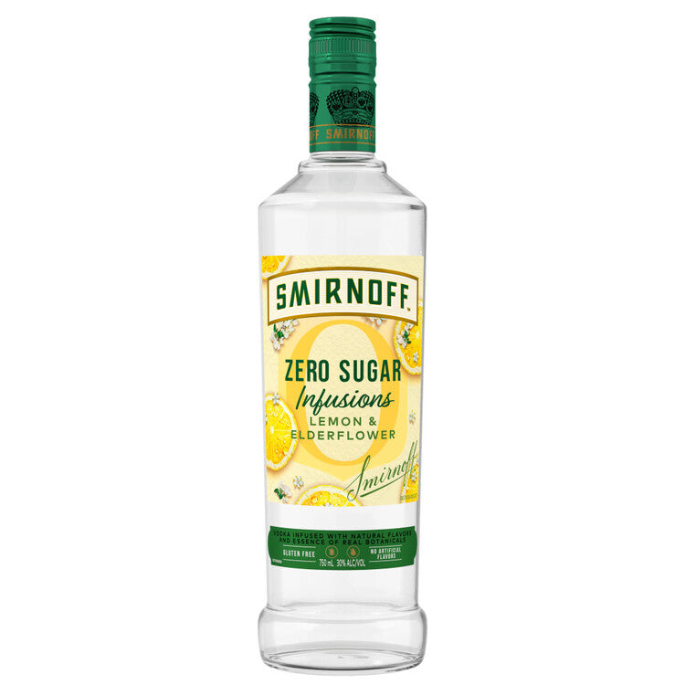 Smirnoff Zero Sugar Infusions Lemon & Elderflower Vodka 750mL