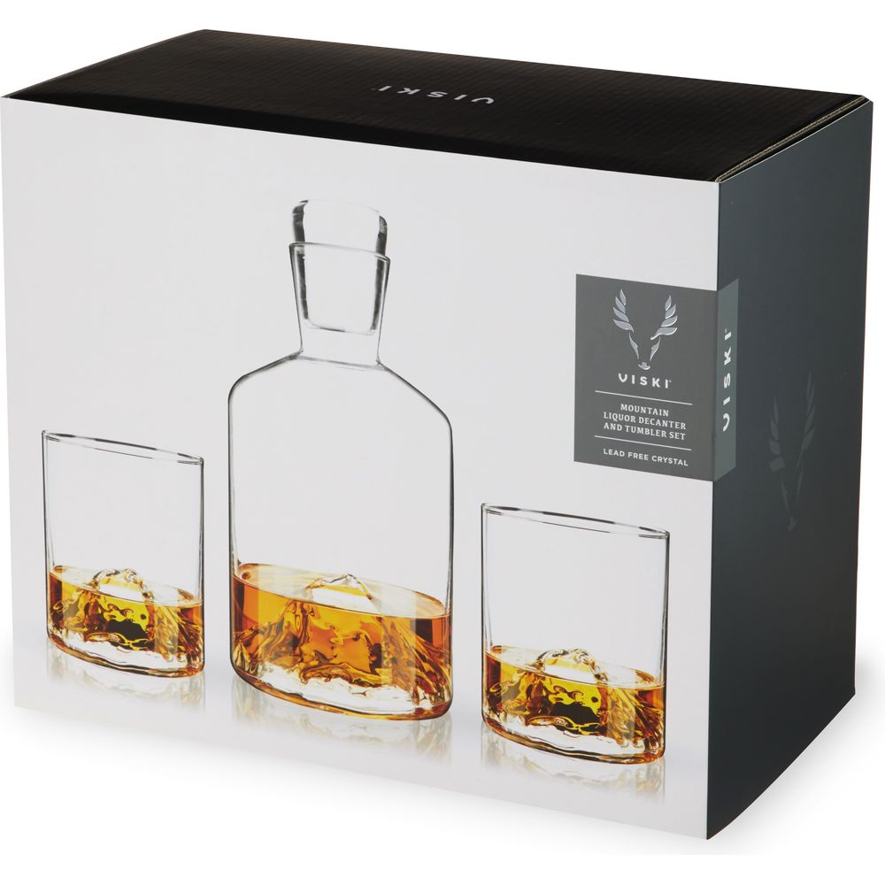 Mountain Crystal Decanter and Tumbler Set – Wooden Cork