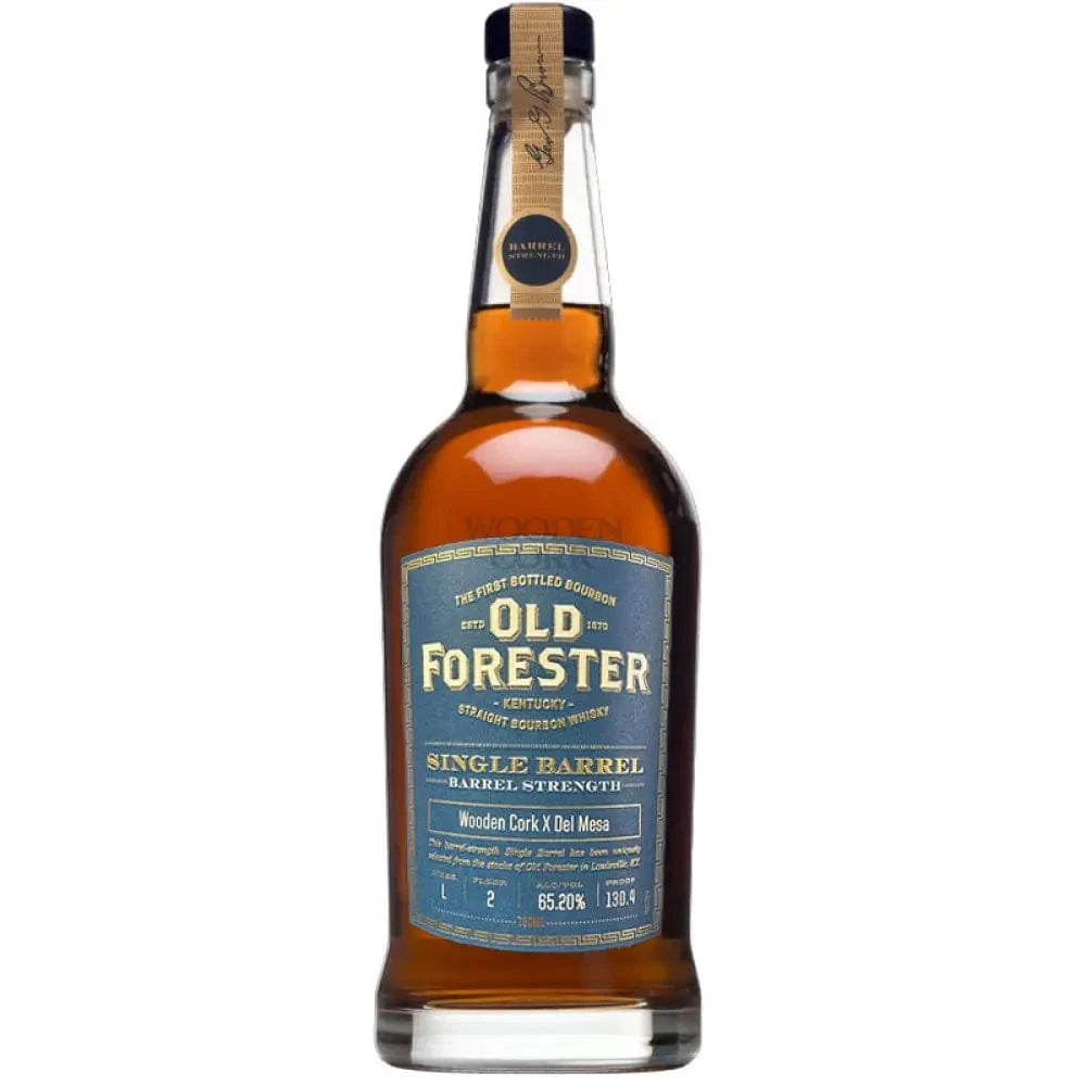 Old Forester Single Barrel Barrel Strength Bourbon Whiskey by Wooden Cork x Del Mesa Liquor