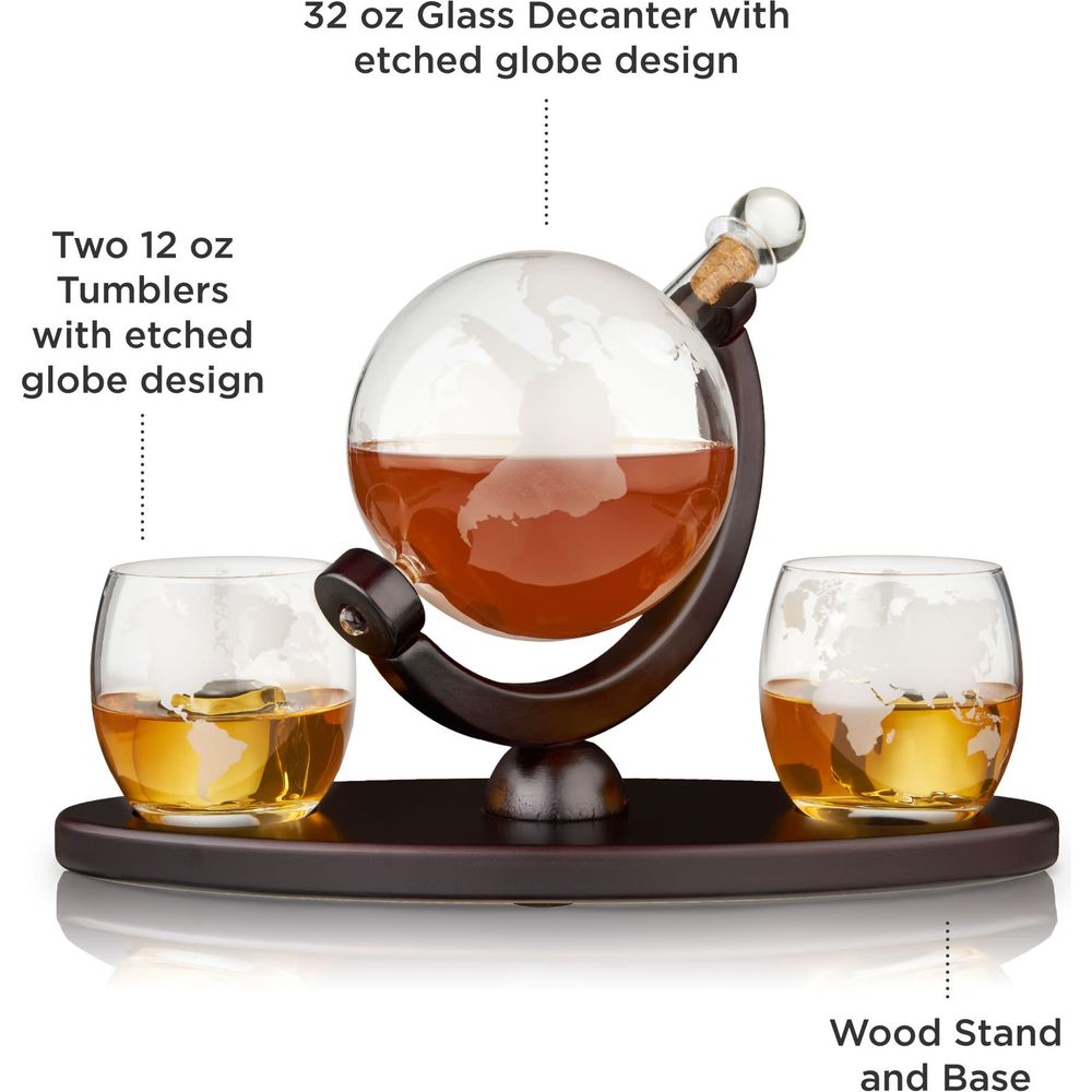 Globe Decanter and Whiskey Tumbler Set