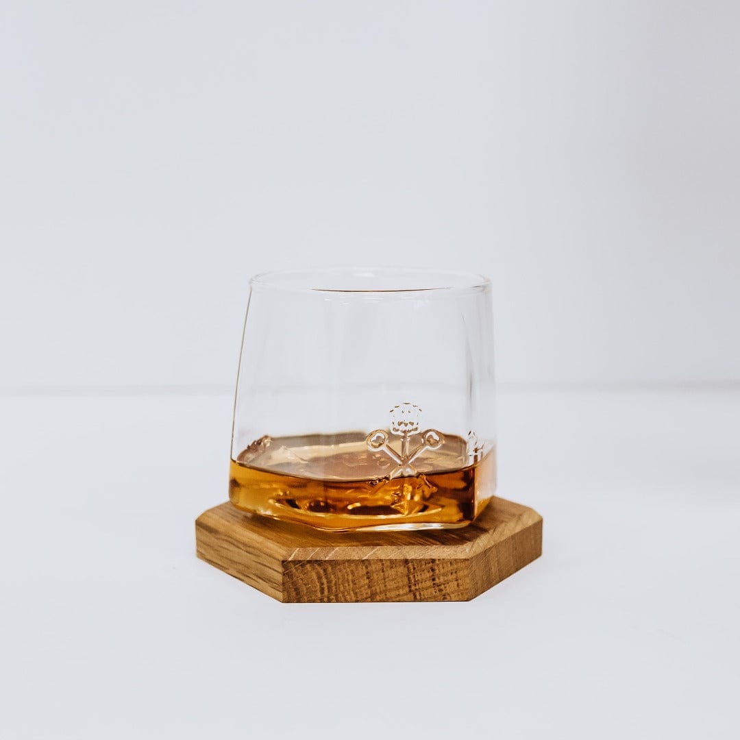 Pappy & Company Spinning Glass Set with Barrel Stave Coasters