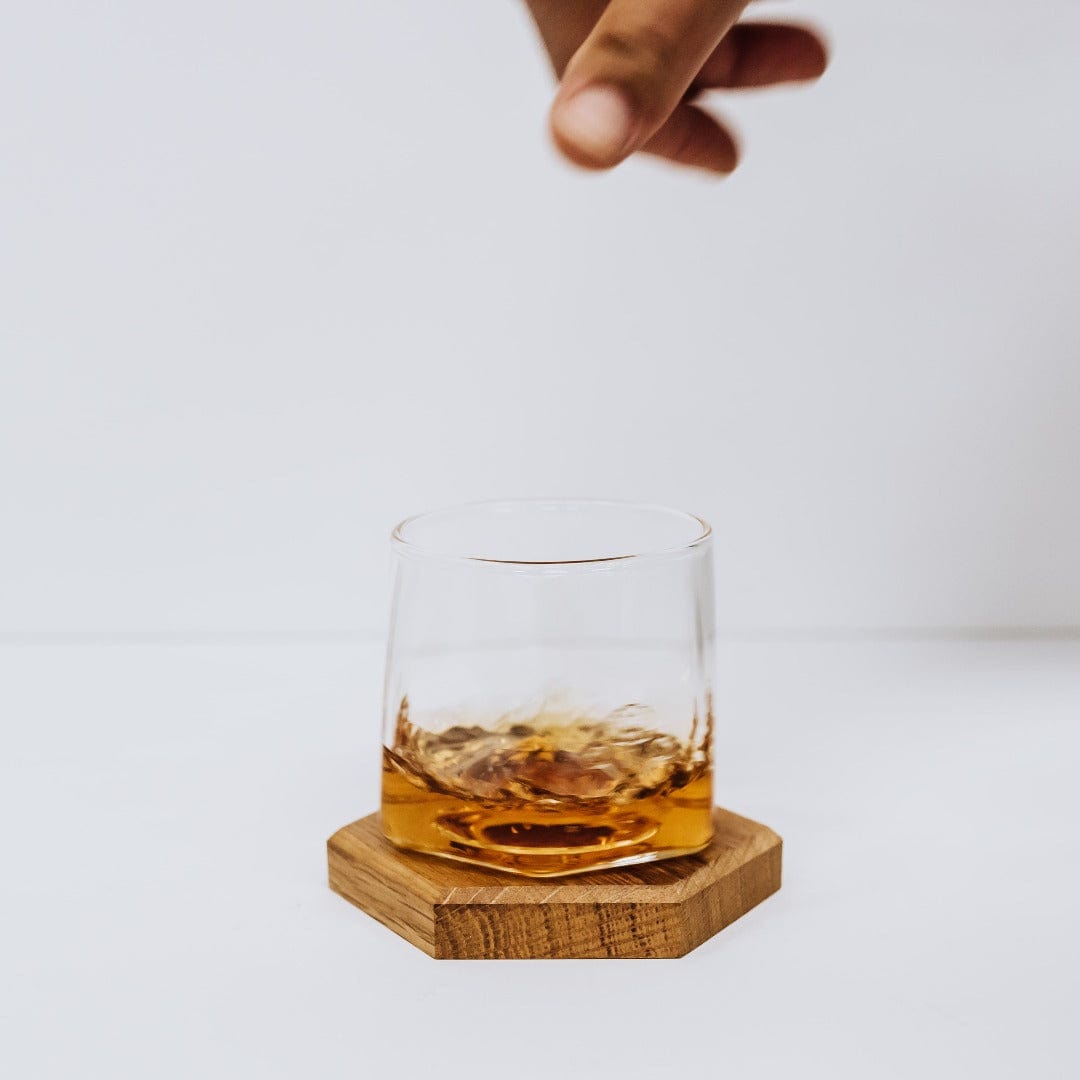 Pappy & Company Spinning Glass Set with Barrel Stave Coasters