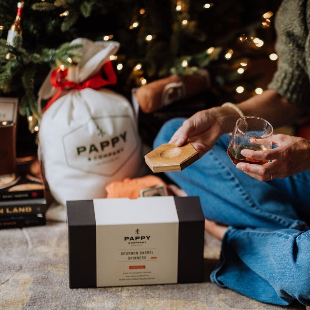 Spinning Glass Set with Barrel Stave Coasters - Thumbnail 5