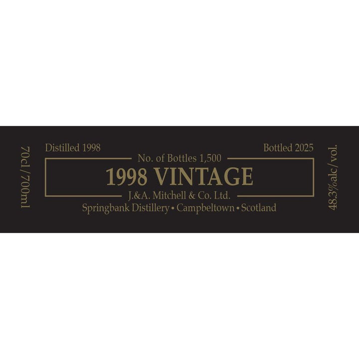 Springbank 1998 Vintage Limited Edition Single Malt Scotch Whisky