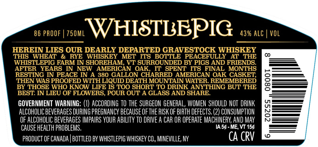 WhistlePig x Liquid Death Gravestock Wheat Whiskey Limited Edition