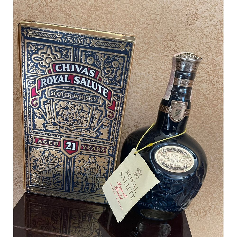 Royal Salute 21 Year Blended Scotch Whisky (tax stamp, original box, tag and pouch)