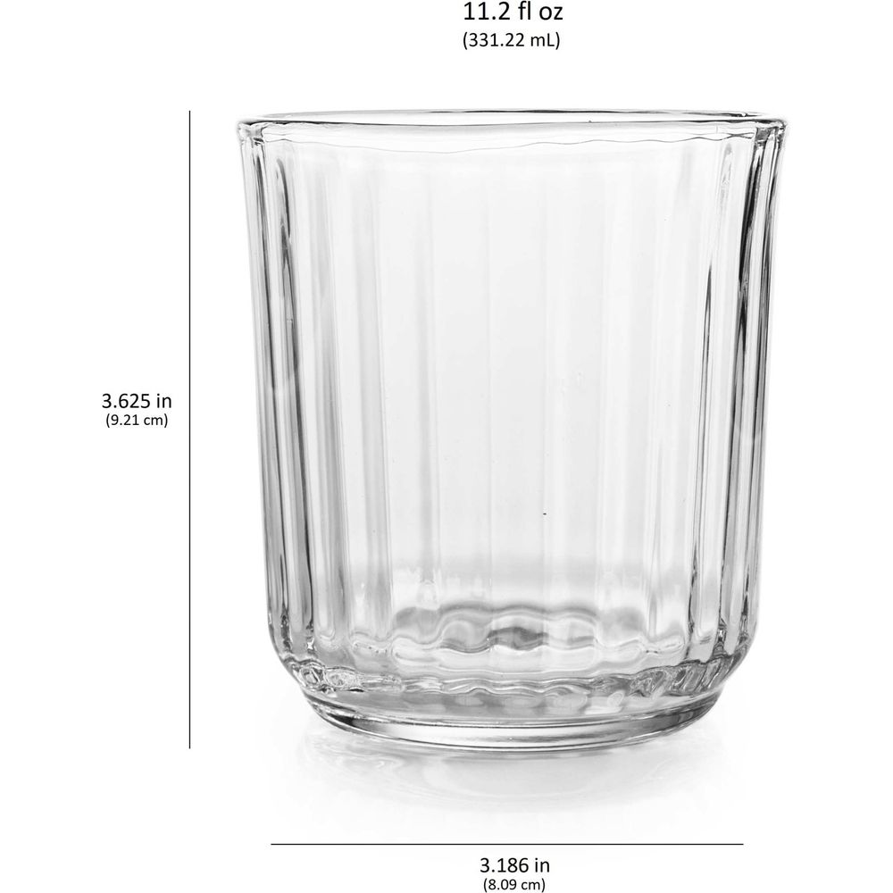 Libbey Paneled Double Old Fashioned Rocks Glasses, 11.2-ounce, Set of 6