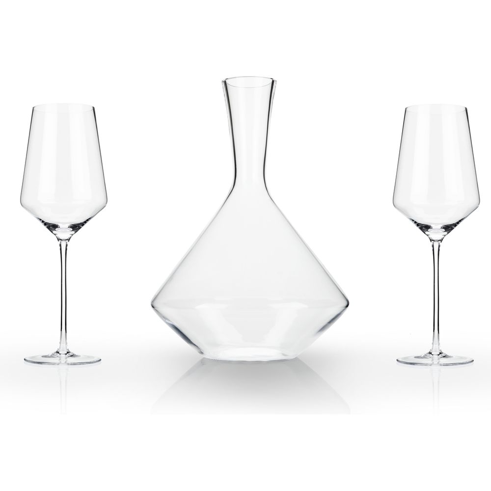 Raye Angled Crystal Bordeaux Decanter & Wine Glass Set - Thumbnail 4