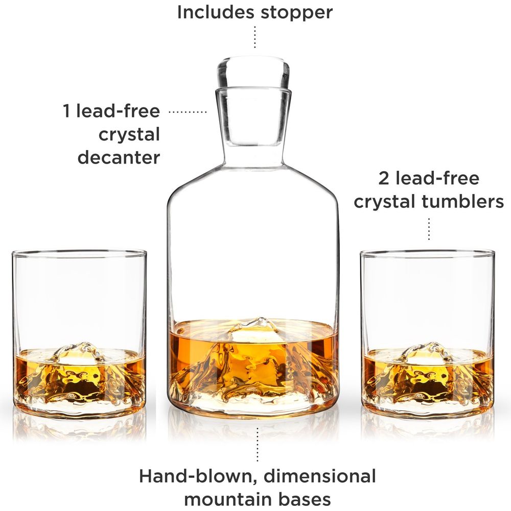 グラス・カップ・酒器 Pandalove Decanter & Tumblers Set. Mountain Crystal Decanter and Tumbler Set – Wooden Cork