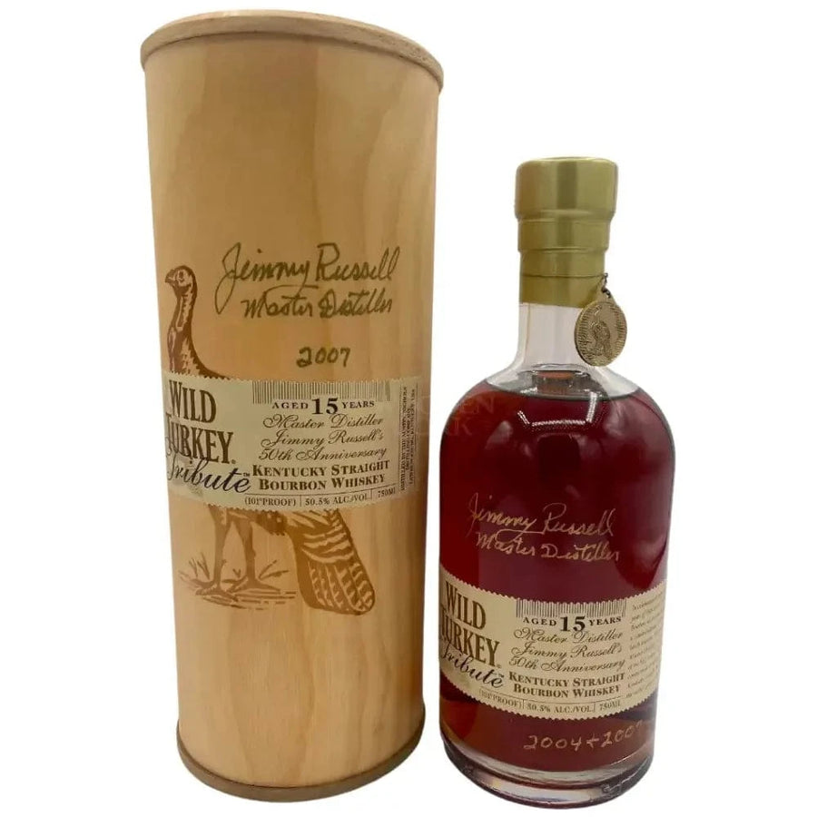 Wild Turkey Tribute 15 Year Old Jimmy Russell 50th Anniversary 2004+2007 Kentucky Straight Bourbon Whiskey 750ml