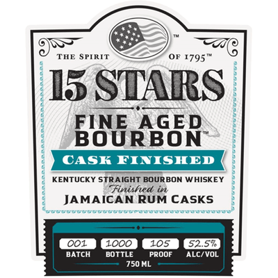 15 Stars Kentucky Straight Bourbon Finished in Jamaican Rum Casks - Available at Wooden Cork