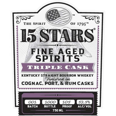 15 Stars Triple Cask Kentucky Straight Bourbon Finished in Cognac, Port, and Rum Casks - Available at Wooden Cork