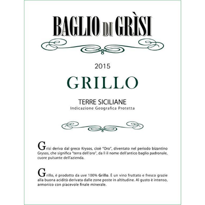 Baglio Di Grisi Sicily Grillo 750ml - Available at Wooden Cork