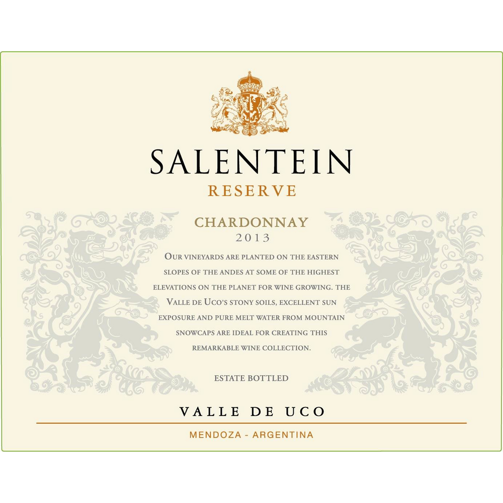 Salentein Valle De Uco Reserve Chardonnay 750ml - Available at Wooden Cork