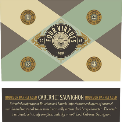 Four Virtues Lodi Bourbon Barrel Aged Cabernet Sauvignon 750ml - Available at Wooden Cork