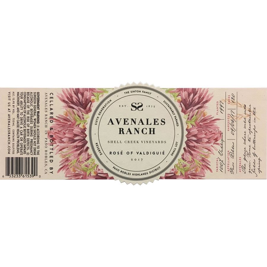 Avenales Ranch Paso Robles Shell Creek Vineyards Rose Of Valdiguie 750ml - Available at Wooden Cork