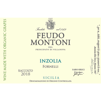 Feudo Montoni Dei Fornelli Sicilia IGT Inzolia 750ml - Available at Wooden Cork