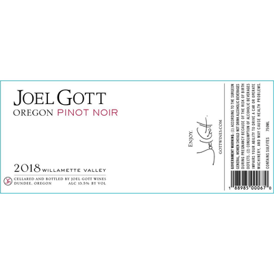 Joel Gott Willamette Valley Pinot Noir 750ml - Available at Wooden Cork
