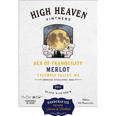 High Heaven Vintners Columbia Valley Sea of Tranquility Merlot 750ml - Available at Wooden Cork