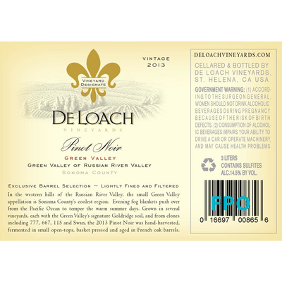 DeLoach Green Valley Pinot Noir 750ml - Available at Wooden Cork