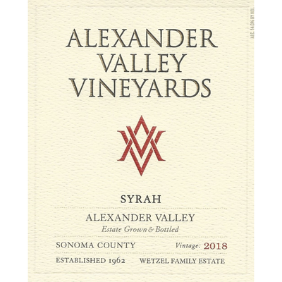 Alexander Valley Vineyards Estate Syrah 750ml - Available at Wooden Cork