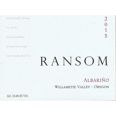 Ransom Willamette Valley Albarino 750ml - Available at Wooden Cork