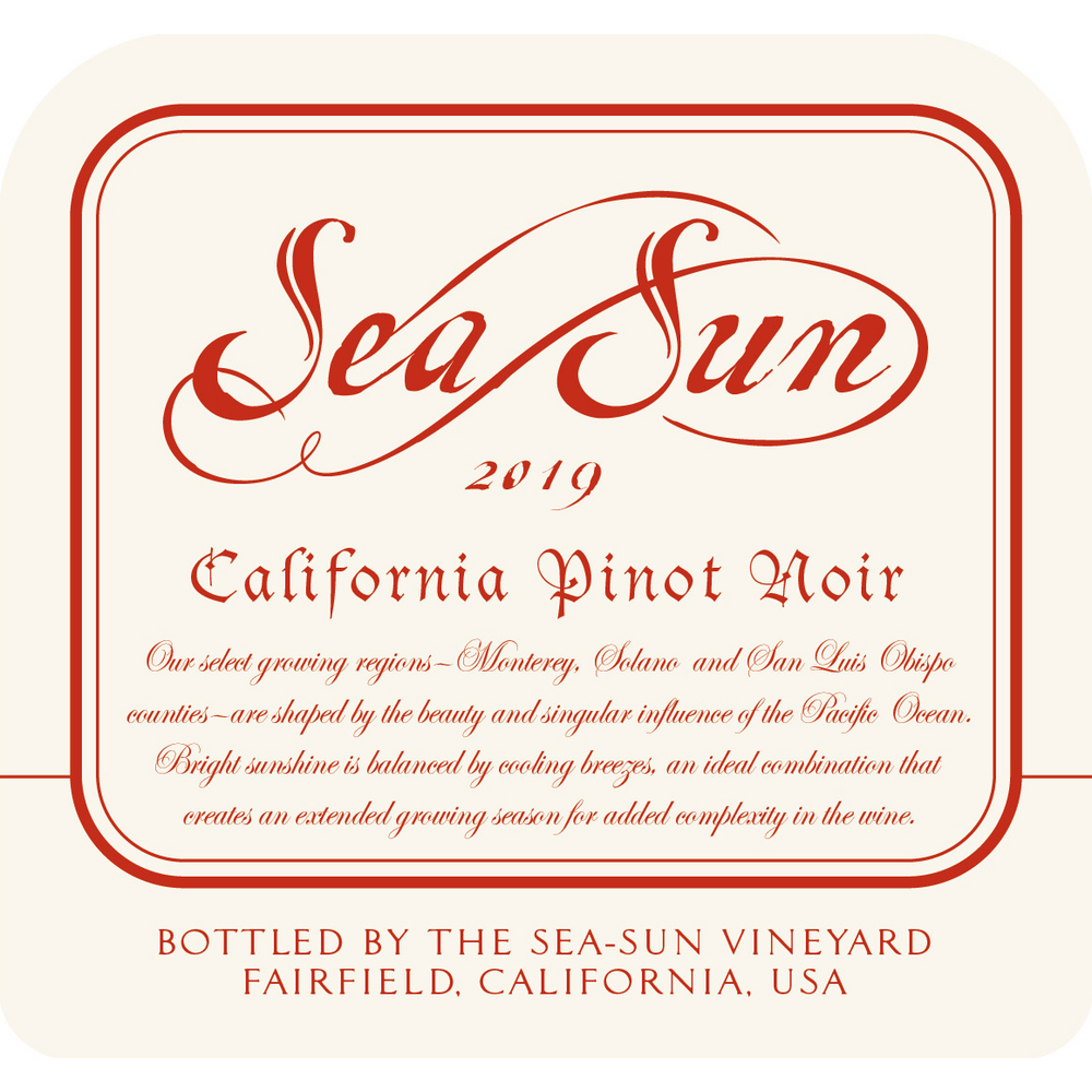 Sea Sun California Pinot Noir 750ml - Available at Wooden Cork