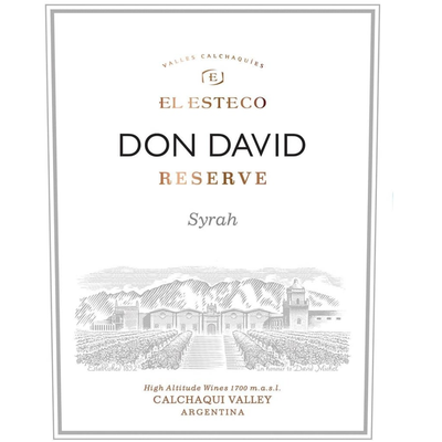 El Esteco Don David Reserve Cafayette Calchaqui Valley Syrah 750ml - Available at Wooden Cork