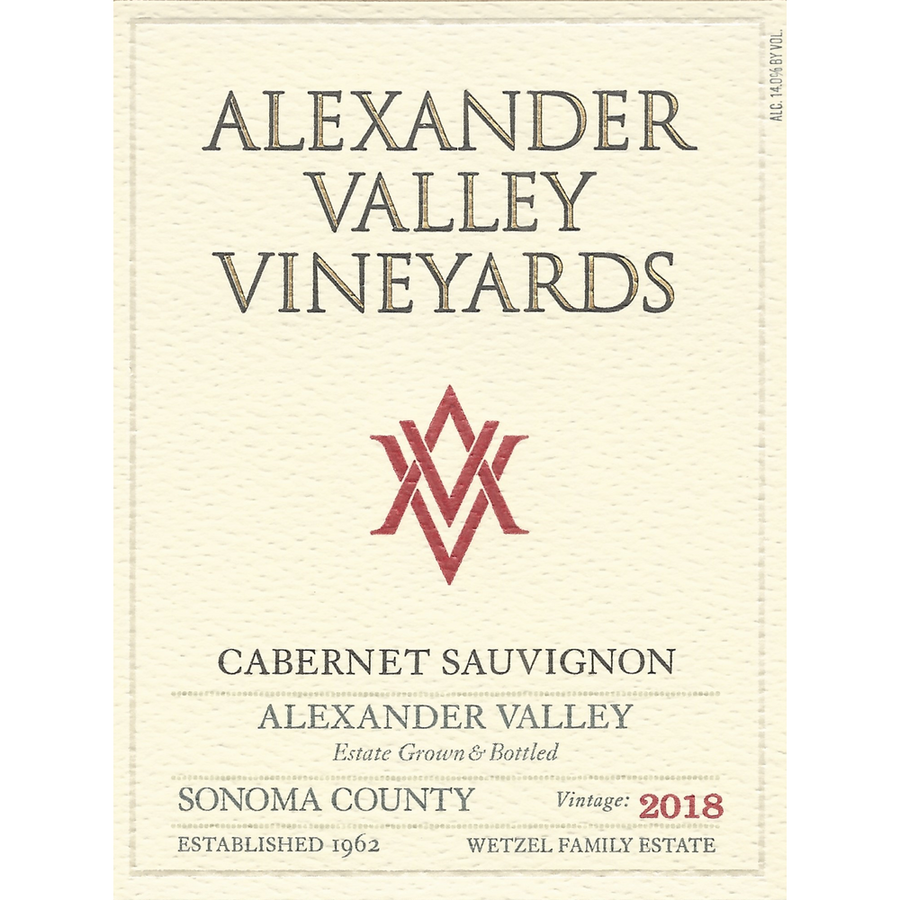 Alexander Valley Vineyards Estate Organic Cabernet Sauvignon 750ml - Available at Wooden Cork