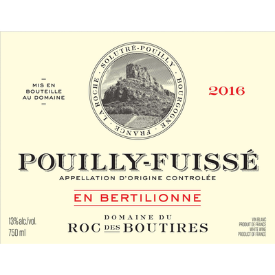 Roc Des Boutires En Bertilionne Pouilly-Fuisse Chardonnay 750ml - Available at Wooden Cork