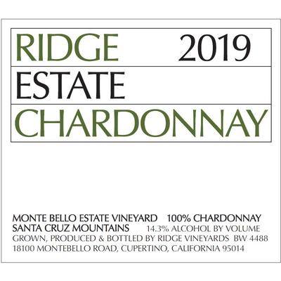 Ridge Estate Santa Cruz Mountains Chardonnay 750ml - Available at Wooden Cork