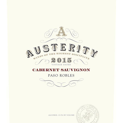 Austerity Paso Robles Cabernet Sauvignon 750ml - Available at Wooden Cork