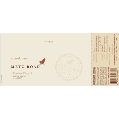 Metz Road Monterey Riverview Vineyard Chardonnay 750ml - Available at Wooden Cork