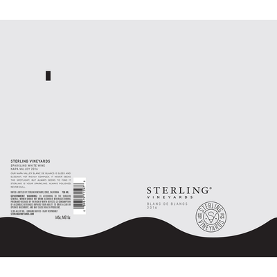 Sterling Vineyards California Blanc De Blanc 750ml - Available at Wooden Cork